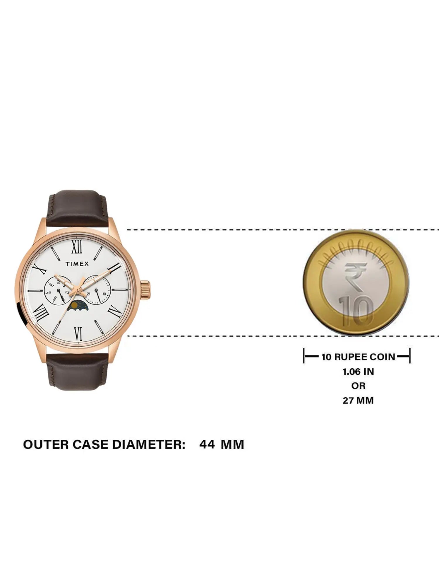 Timex White Dial Rose Gold Case Men's Watch TWEG19943 - KRISHNA WATCH COMPANY