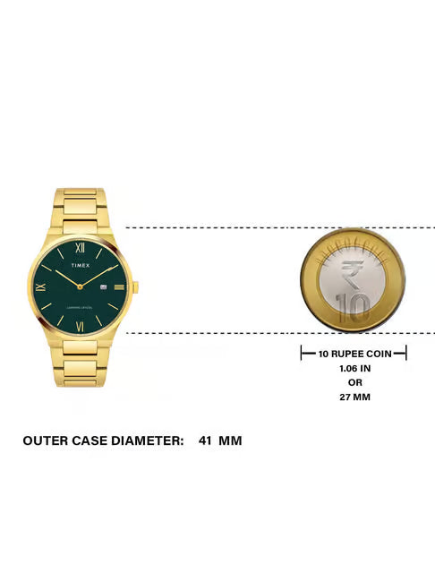 Timex Glossy Green Dial Stainless Steel bracelet Men's Watch - TWEG23605 - KRISHNA WATCH COMPANY