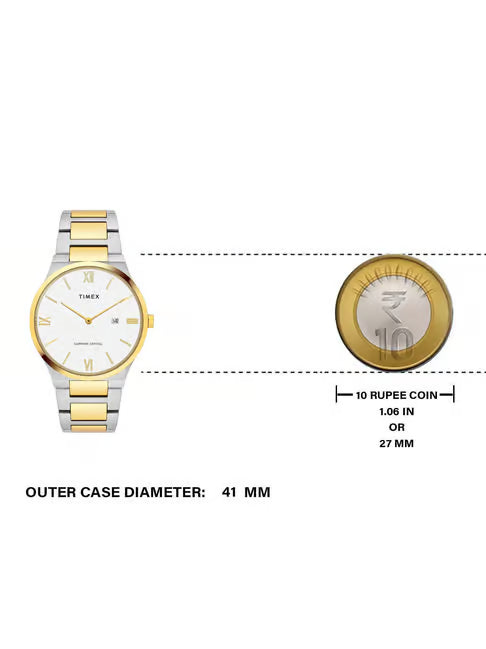 Timex Glossy White Dial Stainless Steel bracelet Men's Watch - TWEG23606 - KRISHNA WATCH COMPANY