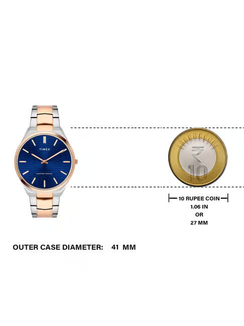 Timex Blue Textured Dial Stainless Steel Bracelet Men's Watch - TWEG25802 - KRISHNA WATCH COMPANY