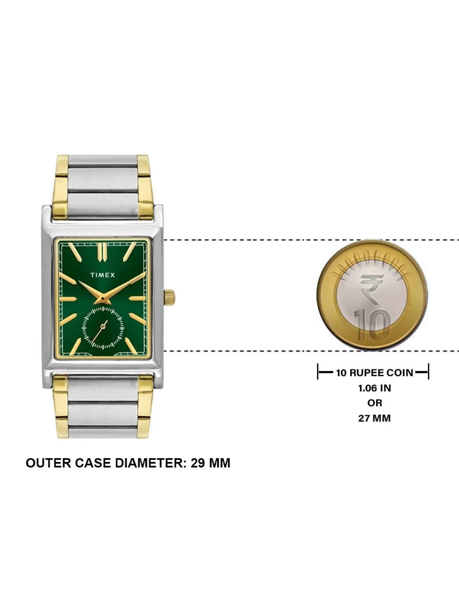 TIMEX Men Green Rectangle Dial Analog Watch - TW000L524 - KRISHNA WATCH COMPANY