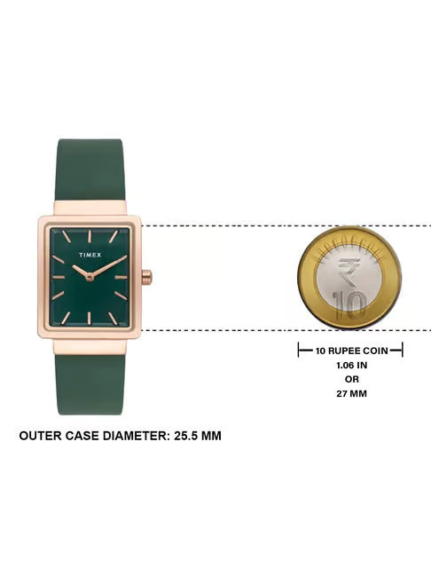 TIMEX Green Rectangle Dial Analog Women's Watch - TWEL20702 - KRISHNA WATCH COMPANY