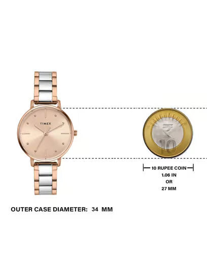 Timex Rose Gold Dial Women's Watch - TWEL15826 - KRISHNA WATCH COMPANY