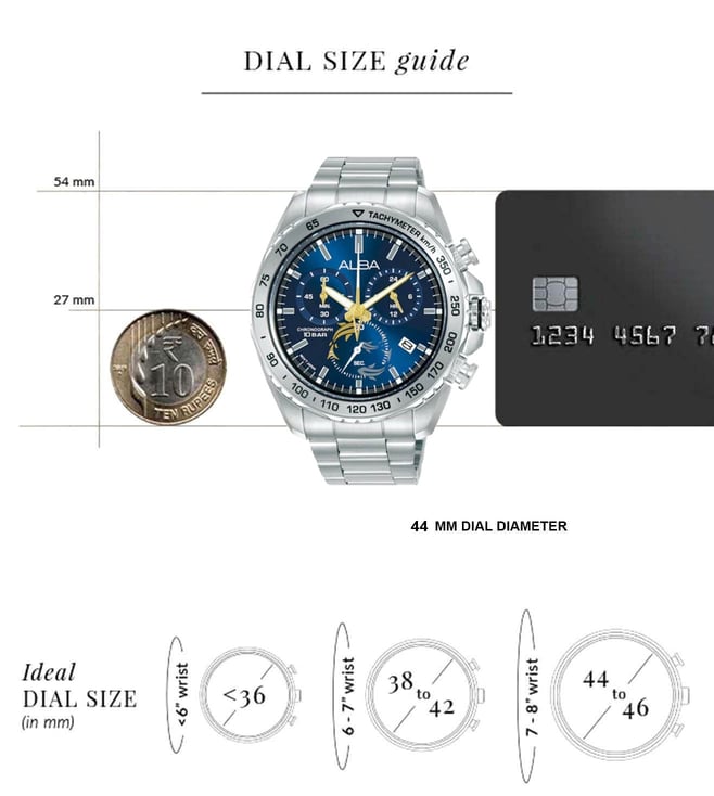 ALBA Metallic Deep Blue Dial Chronograph Watch AX7015X1 - KRISHNA WATCH COMPANY