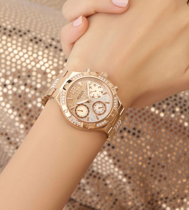 Guess Light Brown Round Dial Analog Women's Watch - GW0950L4 - KRISHNA WATCH COMPANY