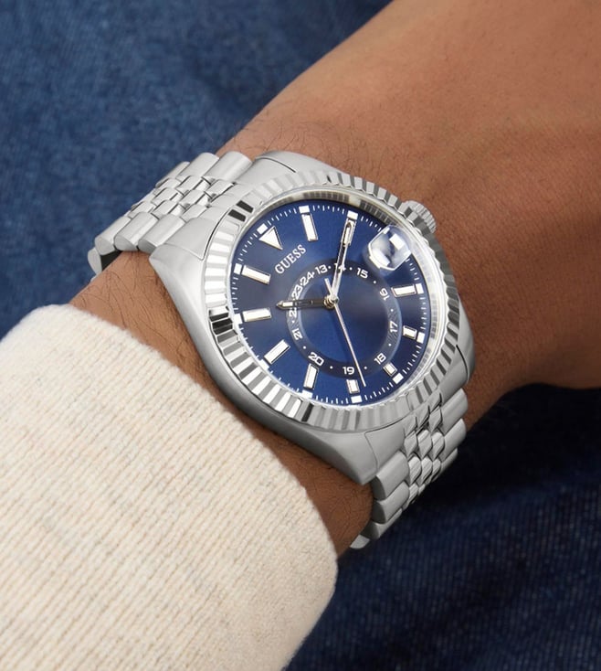 Guess Blue Round Dial Analog Men's Watch - GW0977G1 - KRISHNA WATCH COMPANY