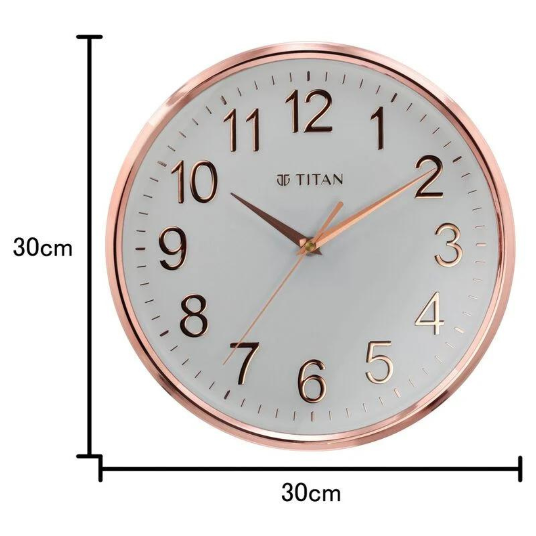 Titan Classic White Metallic Finish Wall Clock with Silent Sweep Technology - W0001PA02A - KRISHNA WATCH COMPANY