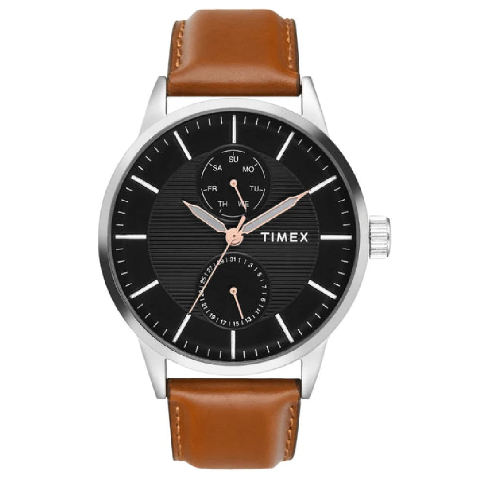 Timex Men Multifunction Black Round Brass Dial Watch- TWEG19913 - KRISHNA WATCH COMPANY