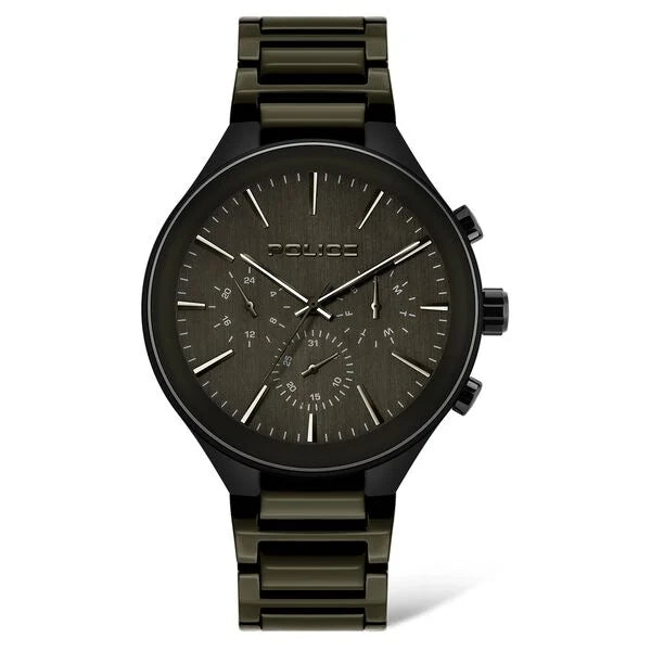 Police Quartz Multifunction Green Dial Metal Strap Watch for Men ndpl15936jsb19mgnw - KRISHNA WATCH COMPANY