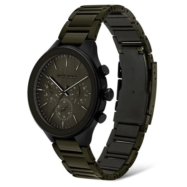 Police Quartz Multifunction Green Dial Metal Strap Watch for Men ndpl15936jsb19mgnw - KRISHNA WATCH COMPANY