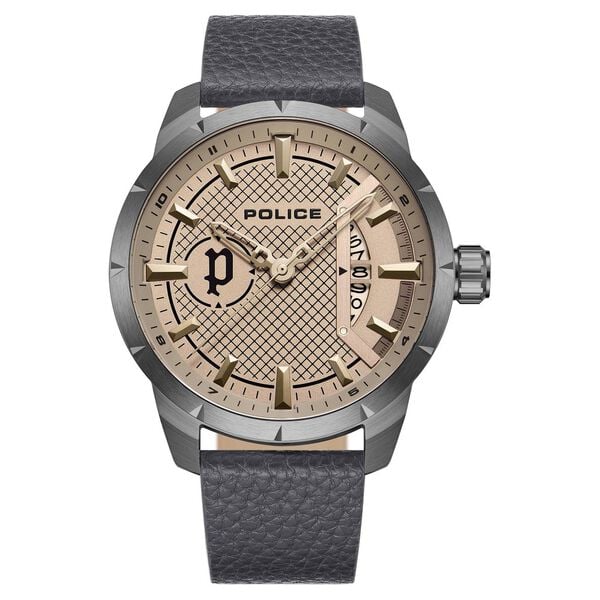 Police Quartz Analog with Date Grey Dial Leather Strap Watch for Men neplpewjb2226903 / plpewjb2226903 - KRISHNA WATCH COMPANY