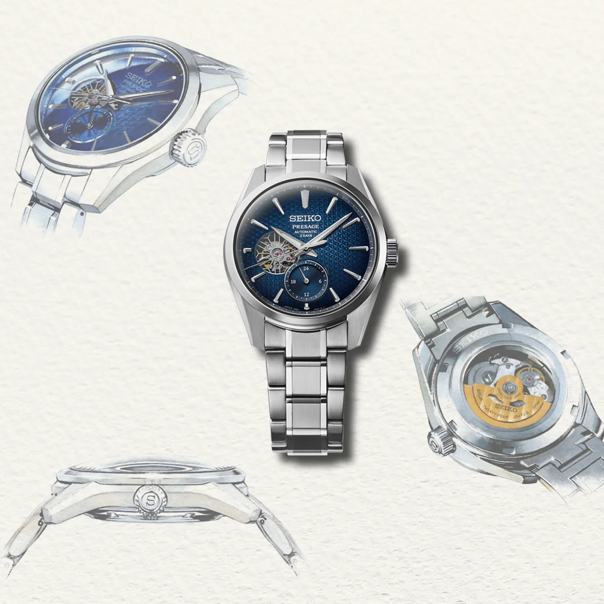 SEIKO Presage Ao Sharp-Edged Open Heart - SPB417J1