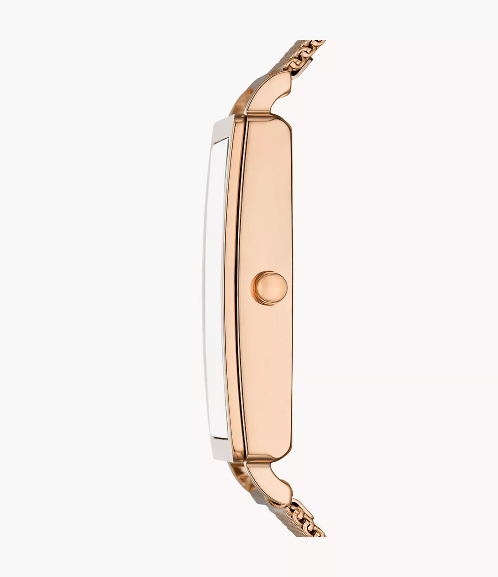 Hagen Three-Hand Rose Gold Stainless Steel Mesh Tank Watch SKW3095