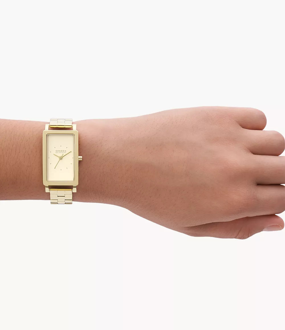 Hagen Three-Hand Gold Stainless Steel Tank Watch SKW3098 - KRISHNA WATCH COMPANY