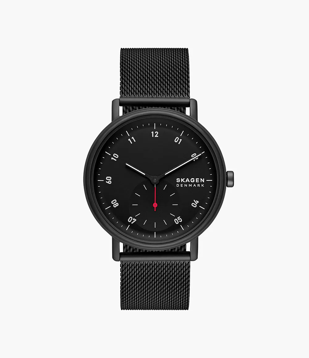 Kuppel Two-Hand Sub-Second Black Stainless Steel Mesh Watch SKW6892 - KRISHNA WATCH COMPANY