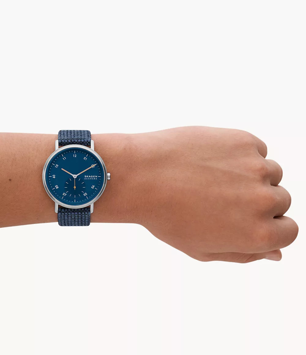 Skagen Kuppel Two-Hand Sub-Second Blue Kvadrat Wool Watch SKW6894 - KRISHNA WATCH COMPANY
