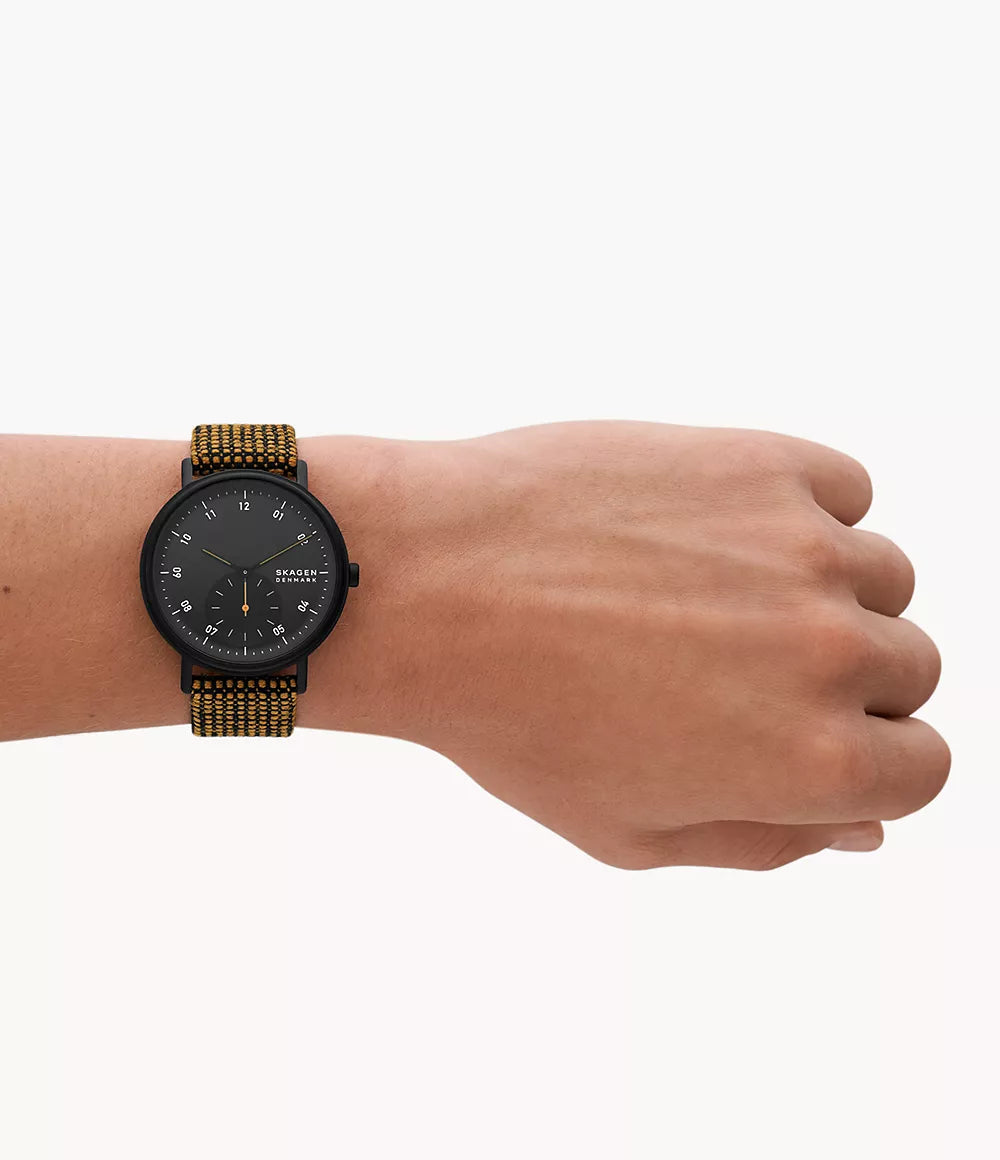 Kuppel Two-Hand Sub-Second Brown Kvadrat Wool Watch SKW6895 - KRISHNA WATCH COMPANY