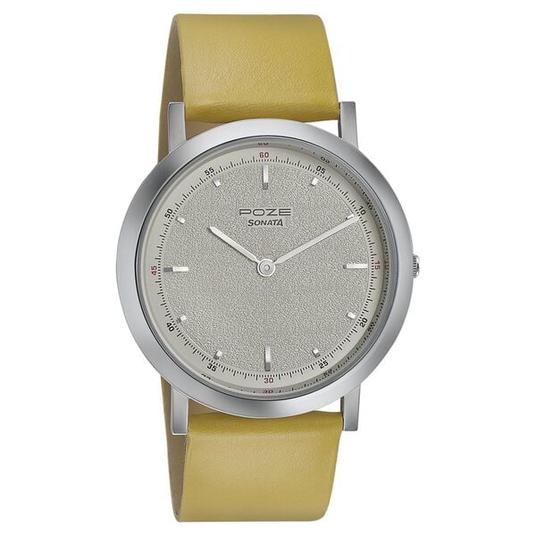 Sonata Poze Quartz Analog White Dial Leather Strap Watch for Men SP70008SL02 - KRISHNA WATCH COMPANY