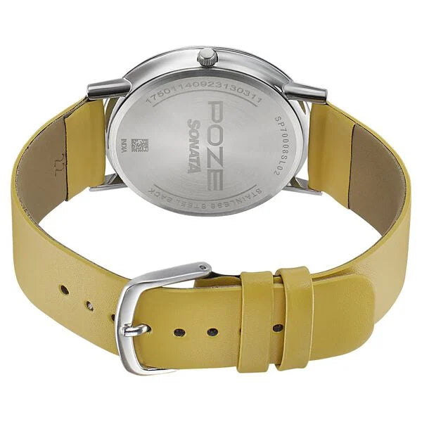 Sonata Poze Quartz Analog White Dial Leather Strap Watch for Men SP70008SL02 - KRISHNA WATCH COMPANY