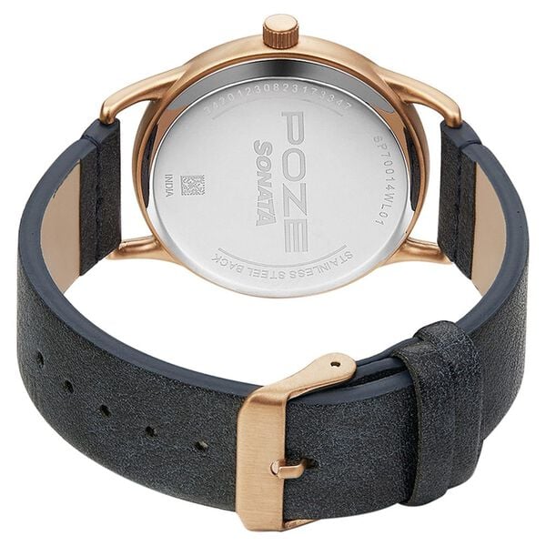 Sonata Poze by Sonata Quartz Analog Silver Dial PU Leather Strap Watch for Men SP70014WL01W - KRISHNA WATCH COMPANY