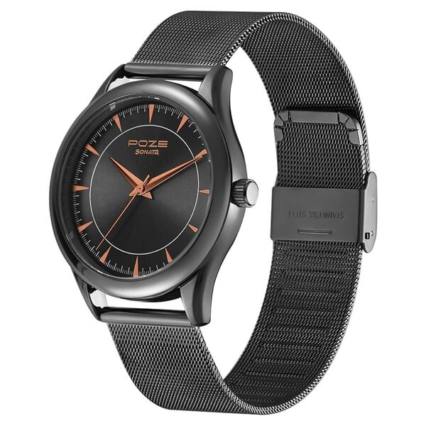 Sonata Poze by Sonata Quartz Analog Grey Dial Stainless Steel Strap Watch for Men SP70020QM03 - KRISHNA WATCH COMPANY