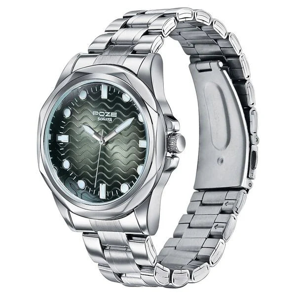 Poze By Sonata Quartz Analog Watch For Men - 70088SM02W - KRISHNA WATCH COMPANY