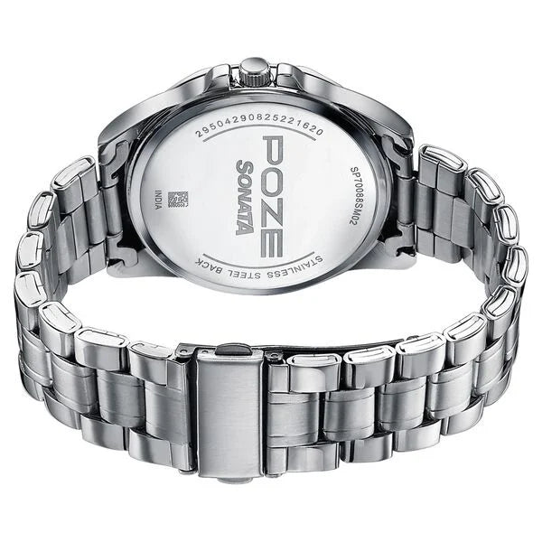 Poze By Sonata Quartz Analog Watch For Men - 70088SM02W - KRISHNA WATCH COMPANY
