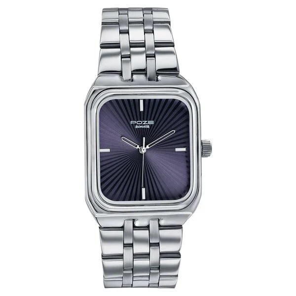 Poze By Sonata Quartz Analog Watch For Men - 70089SM01W - KRISHNA WATCH COMPANY