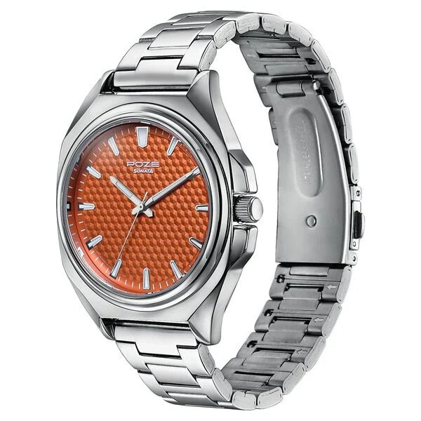 Poze By Sonata Quartz Analog Watch For Men - SP70091SM01W - KRISHNA WATCH COMPANY
