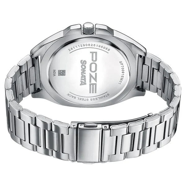 Poze By Sonata Quartz Analog Watch For Men - SP70091SM01W - KRISHNA WATCH COMPANY