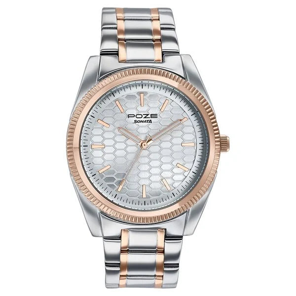 Poze By Sonata Quartz Analog Watch For Men - 70093KM01W - KRISHNA WATCH COMPANY