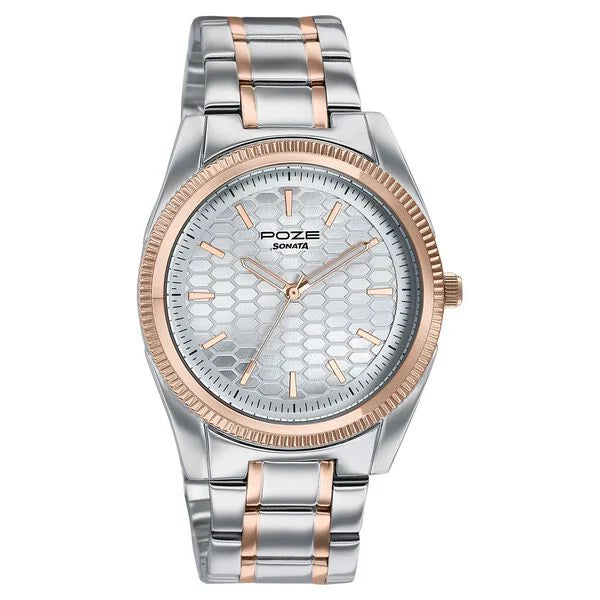 Poze By Sonata Quartz Analog Watch For Men - 70093KM01W - KRISHNA WATCH COMPANY