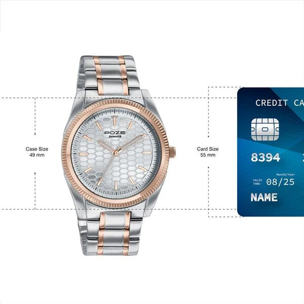 Poze By Sonata Quartz Analog Watch For Men - 70093KM01W - KRISHNA WATCH COMPANY