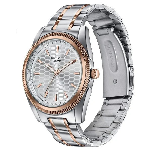 Poze By Sonata Quartz Analog Watch For Men - 70093KM01W - KRISHNA WATCH COMPANY