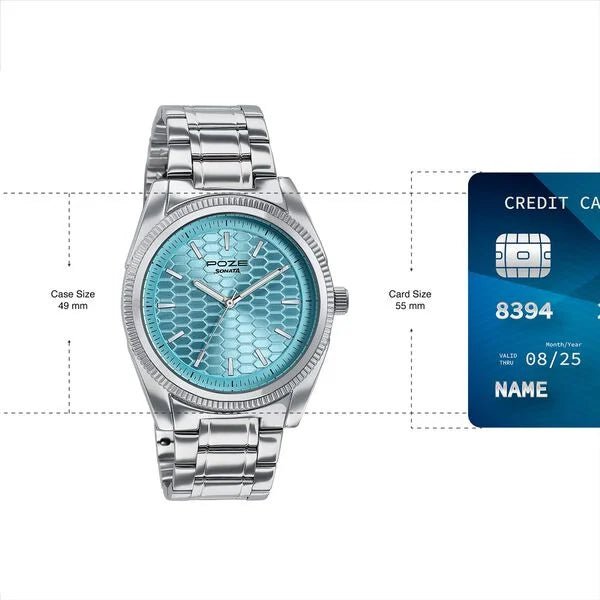 Poze By Sonata Quartz Analog Watch For Men - 70093SM01W - KRISHNA WATCH COMPANY