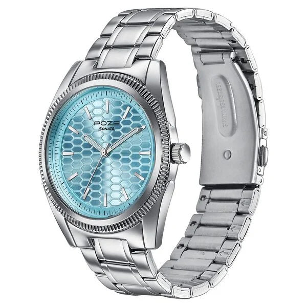 Poze By Sonata Quartz Analog Watch For Men - 70093SM01W - KRISHNA WATCH COMPANY