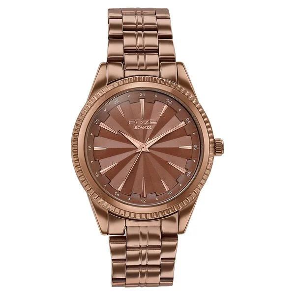Poze By Sonata Quartz Analog Watch For Men - SP70096QM01W - KRISHNA WATCH COMPANY