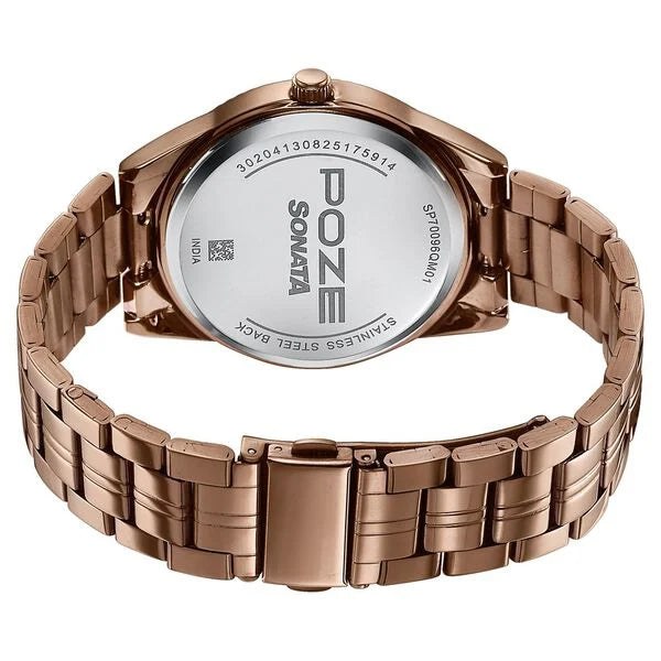 Poze By Sonata Quartz Analog Watch For Men - SP70096QM01W - KRISHNA WATCH COMPANY