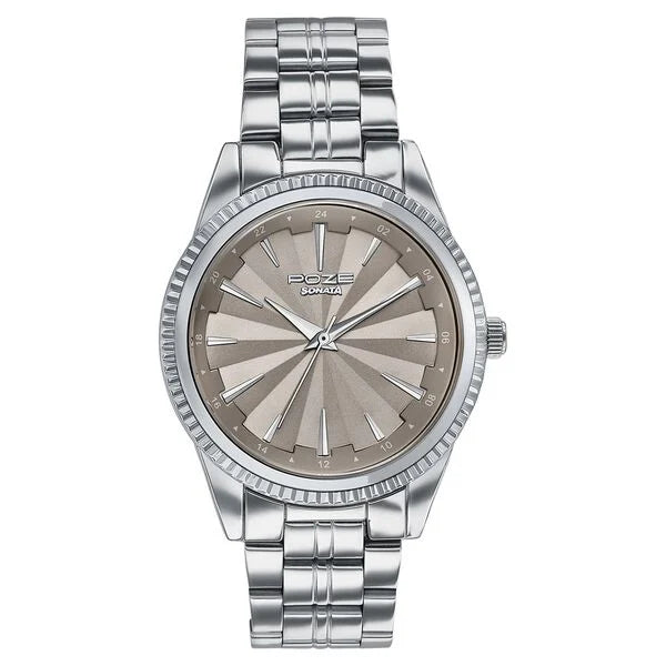 Poze By Sonata Quartz Analog Watch For Men - 70096SM01W - KRISHNA WATCH COMPANY