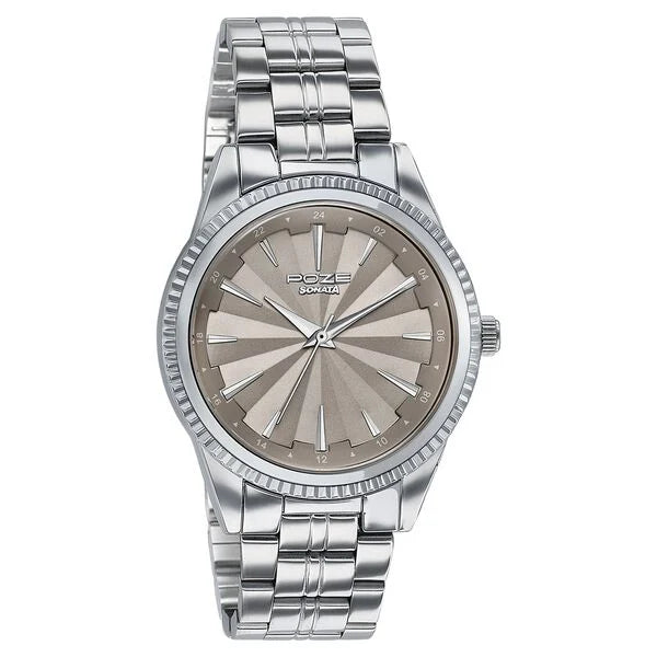 Poze By Sonata Quartz Analog Watch For Men - 70096SM01W - KRISHNA WATCH COMPANY