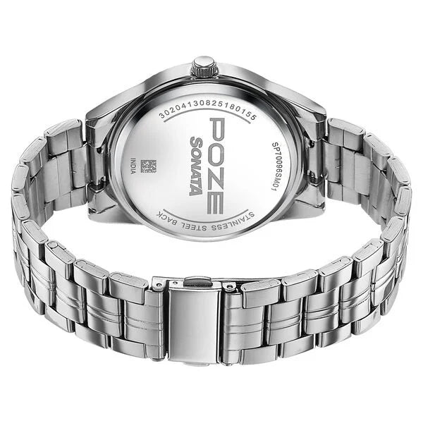 Poze By Sonata Quartz Analog Watch For Men - 70096SM01W - KRISHNA WATCH COMPANY