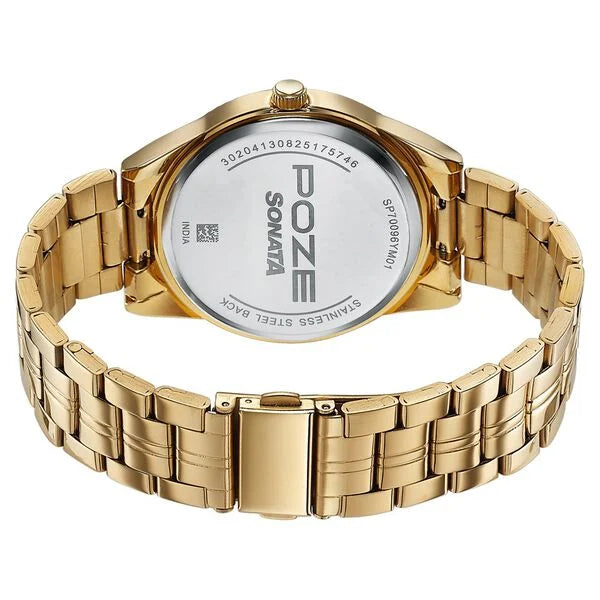 Poze By Sonata Quartz Analog Watch For Men - 70096YM01W - KRISHNA WATCH COMPANY