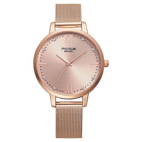 Poze by Sonata Quartz Analog Pink Dial Stainless Steel Strap Watch for Women SP80019WM01W - KRISHNA WATCH COMPANY