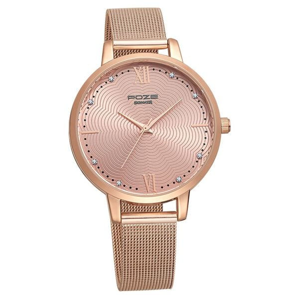Poze by Sonata Quartz Analog Pink Dial Stainless Steel Strap Watch for Women SP80019WM01W - KRISHNA WATCH COMPANY