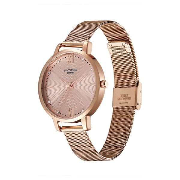 Poze by Sonata Quartz Analog Pink Dial Stainless Steel Strap Watch for Women SP80019WM01W - KRISHNA WATCH COMPANY