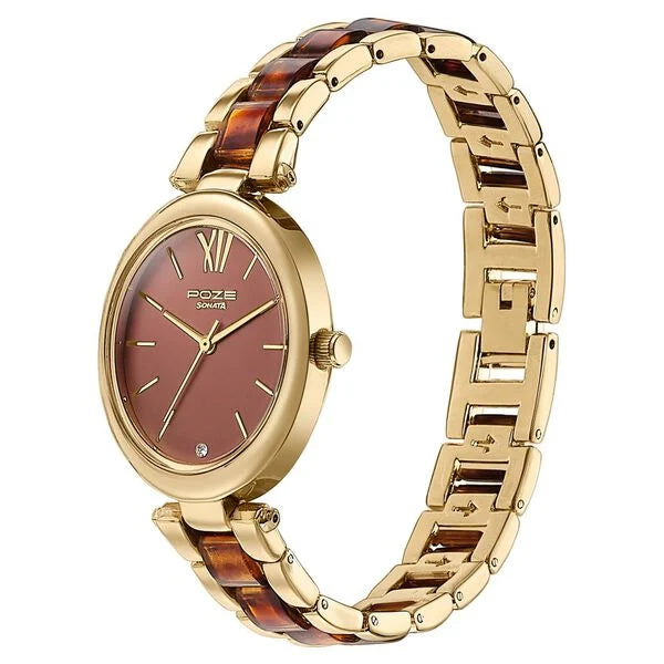 Sonata Poze Quartz Analog Watch For Women sp80095ym01 - KRISHNA WATCH COMPANY