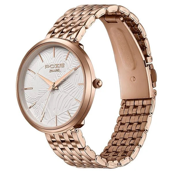 Sonata Poze Quartz Analog Watch For Women sp80113wm03 - KRISHNA WATCH COMPANY