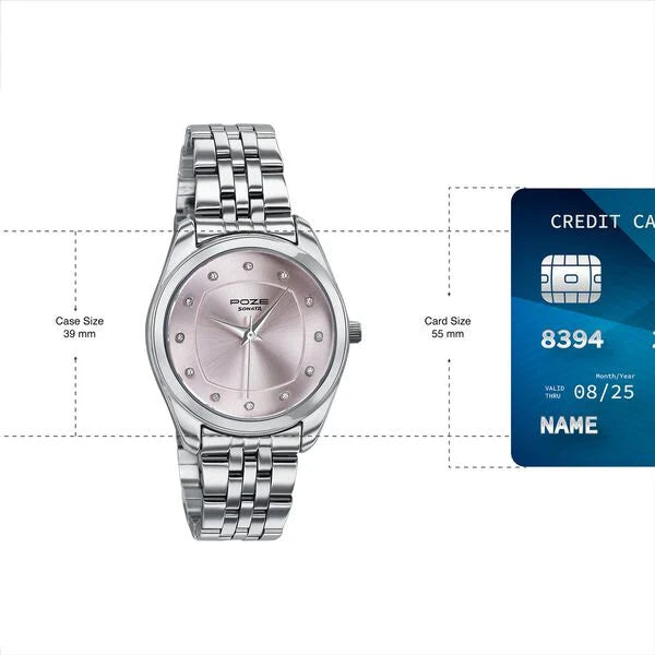 Poze By Sonata Quartz Analog Watch For Women - 80146SM01W - KRISHNA WATCH COMPANY