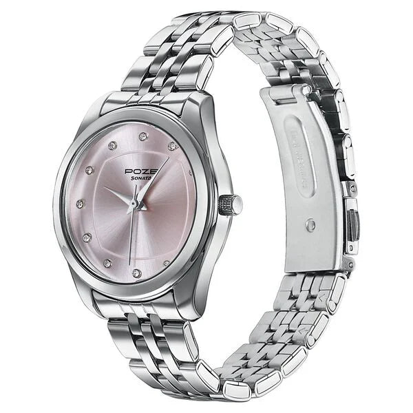 Poze By Sonata Quartz Analog Watch For Women - 80146SM01W - KRISHNA WATCH COMPANY