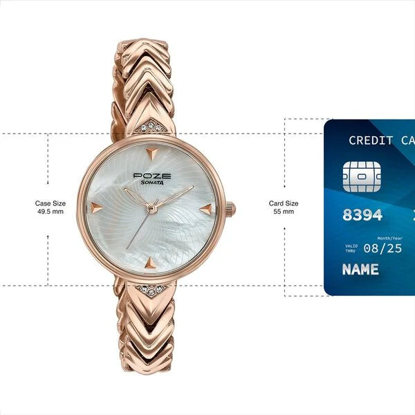 Poze By Sonata Quartz Analog Watch For Women - SP80149WM01W - KRISHNA WATCH COMPANY